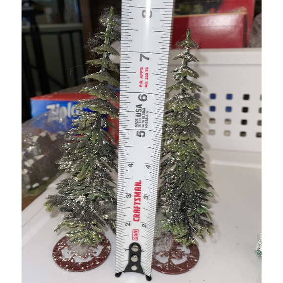 Vintage Flocked Bristle Bottle Brush & Plastic Christmas Village Trees Lot 4M - Picture 2 of 11